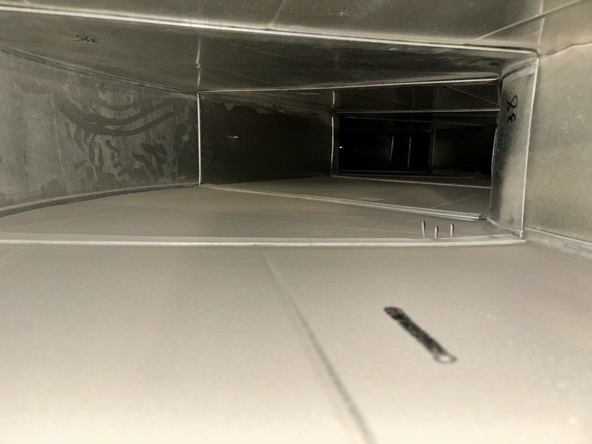 The inside of a clean galvanised trunk line